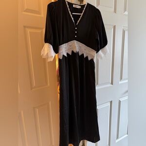 Black Dress with White Lace Trim